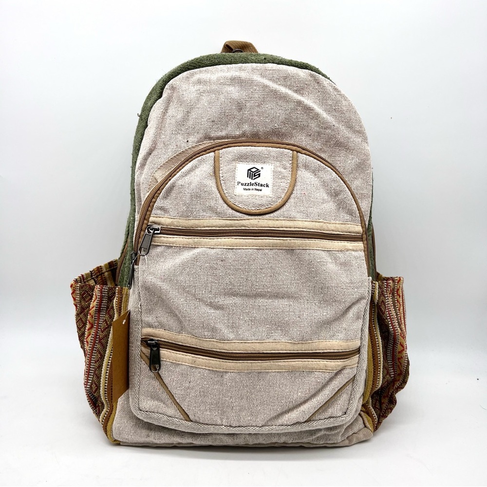 Handmade Hemp Cotton Multi-pocket Backpack - Picture 3 of 10